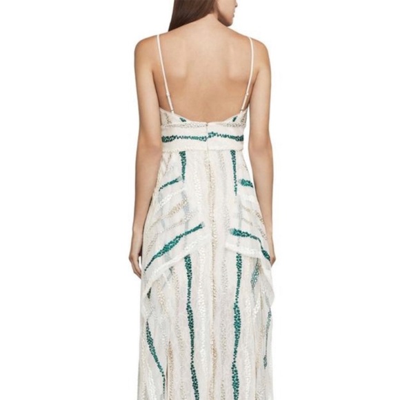 BCBGMAXAZRIA NWT Lilian Dress Sz 6 Ivory, silver, gold, teal Prom, Formal - Picture 4 of 16